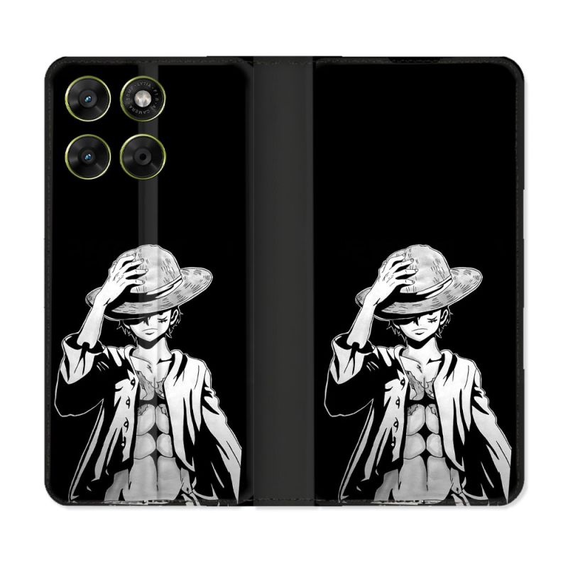 Housse Cuir Portefeuille Pour Motorola Moto G37 / G37 Power / G47 Manga One Piece Luffy Noir