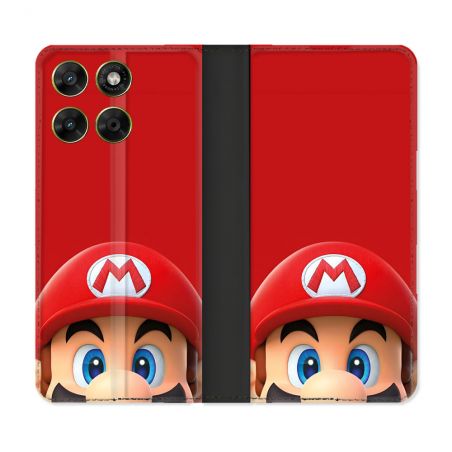 Housse Cuir Portefeuille Pour Motorola Moto G37 / G37 Power / G47 Mario Rouge