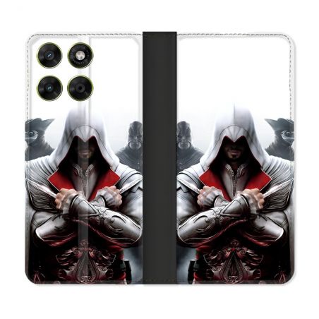 Housse Cuir Portefeuille Pour Motorola Moto G17 / G17 Power Assassin Creed Mask