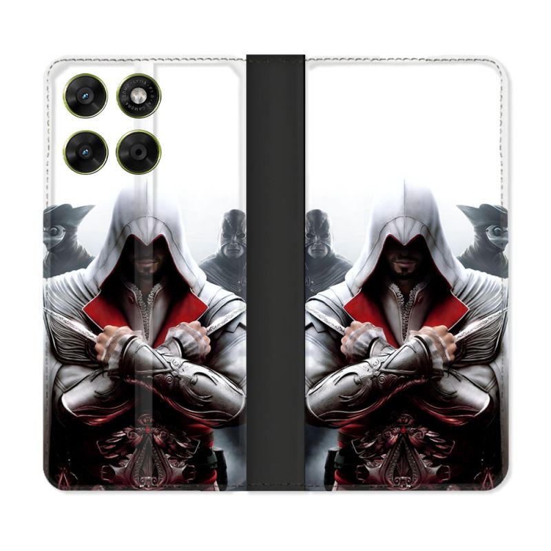 Housse Cuir Portefeuille Pour Motorola Moto G17 / G17 Power Assassin Creed Mask