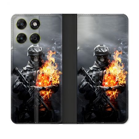 Housse Cuir Portefeuille Pour Motorola Moto G17 / G17 Power Call Of Duty Squelette