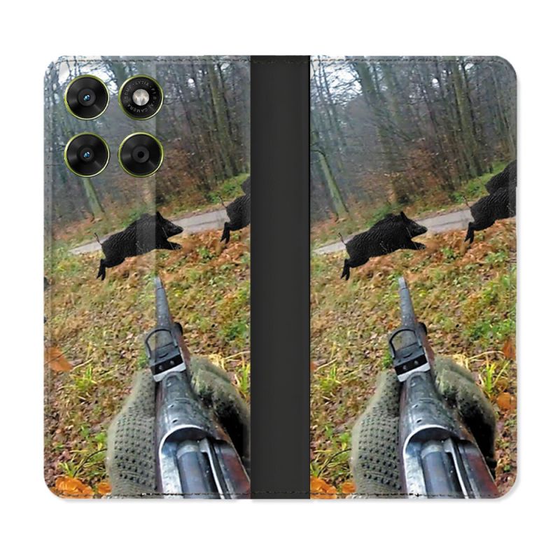 Housse Cuir Portefeuille Pour Motorola Moto G17 / G17 Power Chasse Vision Tir