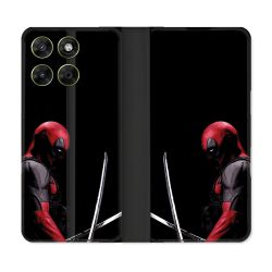Housse Cuir Portefeuille Pour Motorola Moto G17 / G17 Power Deadpool Epee