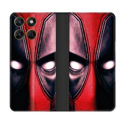 Housse Cuir Portefeuille Pour Motorola Moto G17 / G17 Power Deadpool Yeux