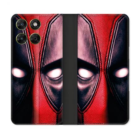 Housse Cuir Portefeuille Pour Motorola Moto G17 / G17 Power Deadpool Yeux