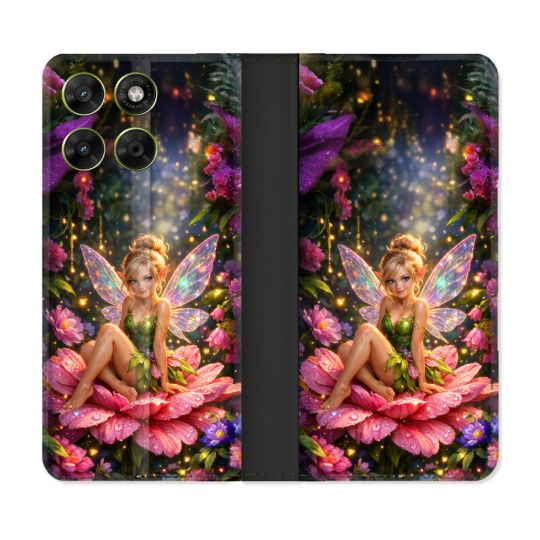 Housse Cuir Portefeuille Pour Motorola Moto G17 / G17 Power Fantastique Fee Fleur