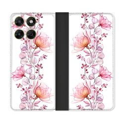 Housse Cuir Portefeuille Pour Motorola Moto G17 / G17 Power Fleur Eclosion
