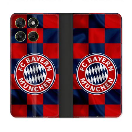 Housse Cuir Portefeuille Pour Motorola Moto G17 / G17 Power Foot Bayern Munich Carreaux