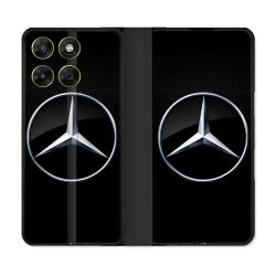 Housse Cuir Portefeuille Pour Motorola Moto G37 / G37 Power / G47 Mercedes Carbone