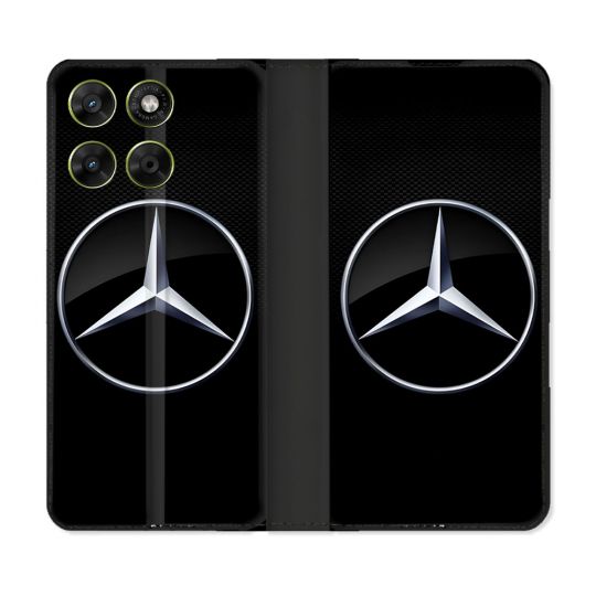 Housse Cuir Portefeuille Pour Motorola Moto G37 / G37 Power / G47 Mercedes Carbone