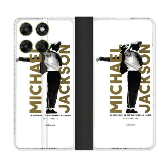 Housse Cuir Portefeuille Pour Motorola Moto G37 / G37 Power / G47 Michael Jackson Blanc