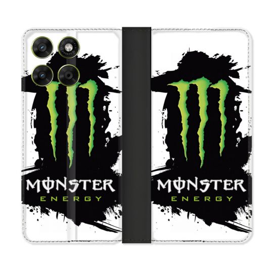 Housse Cuir Portefeuille Pour Motorola Moto G37 / G37 Power / G47 Monster Energy Tache