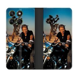 Housse Cuir Portefeuille Pour Motorola Moto G37 / G37 Power / G47 Musique Johnny Hallyday Moto