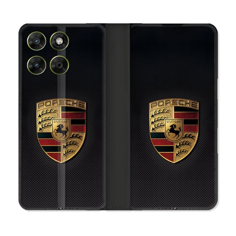 Housse Cuir Portefeuille Pour Motorola Moto G37 / G37 Power / G47 Porsche Carbone