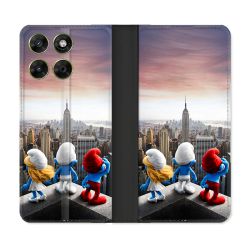 Housse Cuir Portefeuille Pour Motorola Moto G37 / G37 Power / G47 Schtroumpfs New York