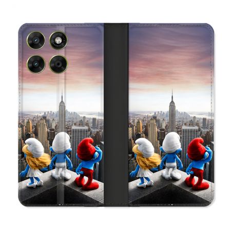 Housse Cuir Portefeuille Pour Motorola Moto G37 / G37 Power / G47 Schtroumpfs New York