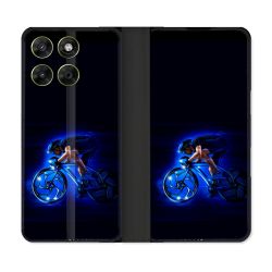 Housse Cuir Portefeuille Pour Motorola Moto G37 / G37 Power / G47 Sport Cyclisme Bleu