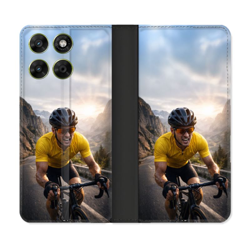 Housse Cuir Portefeuille Pour Motorola Moto G37 / G37 Power / G47 Sport Cyclisme Maillot Jaune