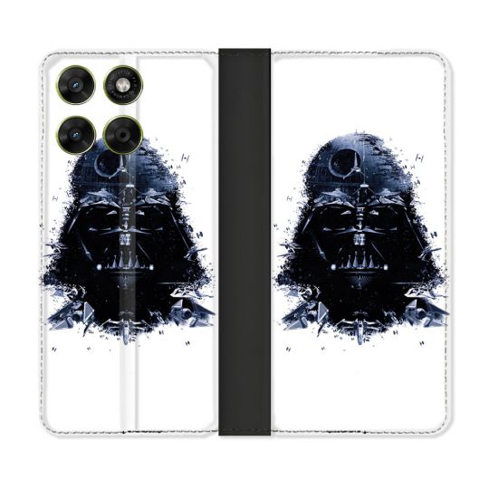 Housse Cuir Portefeuille Pour Motorola Moto G37 / G37 Power / G47 Star Wars - Dark Vador Blanc