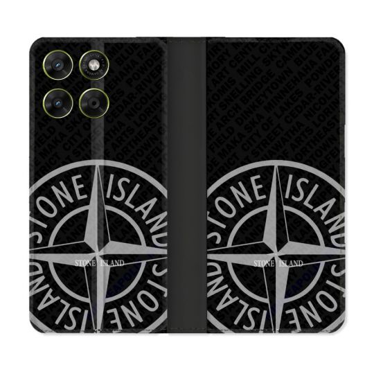 Housse Cuir Portefeuille Pour Motorola Moto G37 / G37 Power / G47 Stone Island Gris