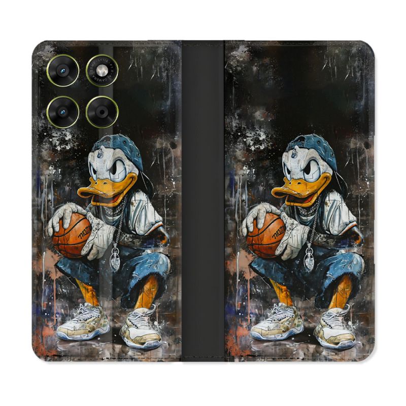 Housse Cuir Portefeuille Pour Motorola Moto G37 / G37 Power / G47 Street Art Donald Duck
