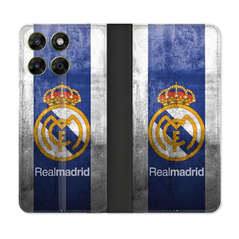 Housse Cuir Portefeuille Pour Motorola Moto G17 / G17 Power Foot Real Madrid