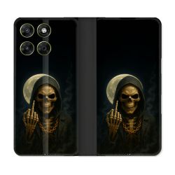Housse Cuir Portefeuille Pour Motorola Moto G37 / G37 Power / G47 Tete de Mort Doigt 2026