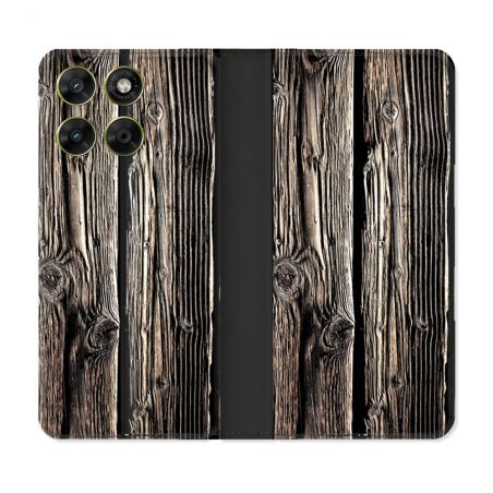 Housse Cuir Portefeuille Pour Motorola Moto G37 / G37 Power / G47 Texture Bois