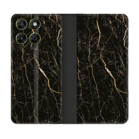 Housse Cuir Portefeuille Pour Motorola Moto G37 / G37 Power / G47 Texture Marbre Noir