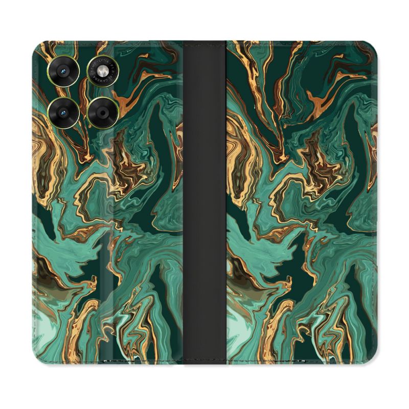 Housse Cuir Portefeuille Pour Motorola Moto G37 / G37 Power / G47 Texture Marbre Vert