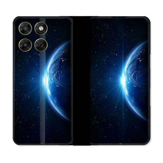 Housse Cuir Portefeuille Pour Motorola Moto G37 / G37 Power / G47 Univers Planete Terre