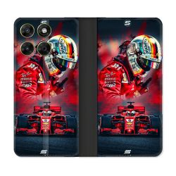 Housse Cuir Portefeuille Pour Motorola Moto G17 / G17 Power Formule 1 F1 Ferrari