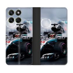 Housse Cuir Portefeuille Pour Motorola Moto G17 / G17 Power Formule 1 F1 Mercedes Petronas