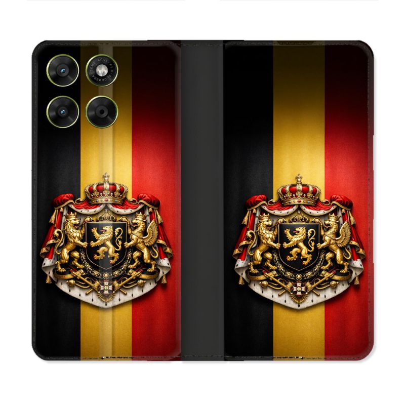 Housse Cuir Portefeuille Pour Motorola Moto G37 / G37 Power / G47 Voyage Drapeau Belgique