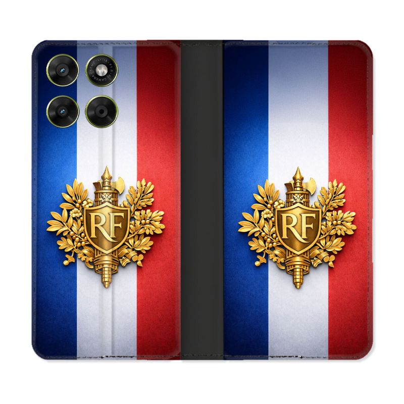 Housse Cuir Portefeuille Pour Motorola Moto G37 / G37 Power / G47 Voyage Drapeau France