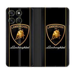 Housse Cuir Portefeuille Pour Motorola Moto G17 / G17 Power Lamborghini Carbone