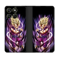 Housse Cuir Portefeuille Pour Motorola Moto G17 / G17 Power Manga Dragon Ball Sangohan Violet