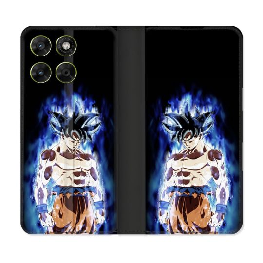 Housse Cuir Portefeuille Pour Motorola Moto G17 / G17 Power Manga Dragon Ball Sangoku Noir