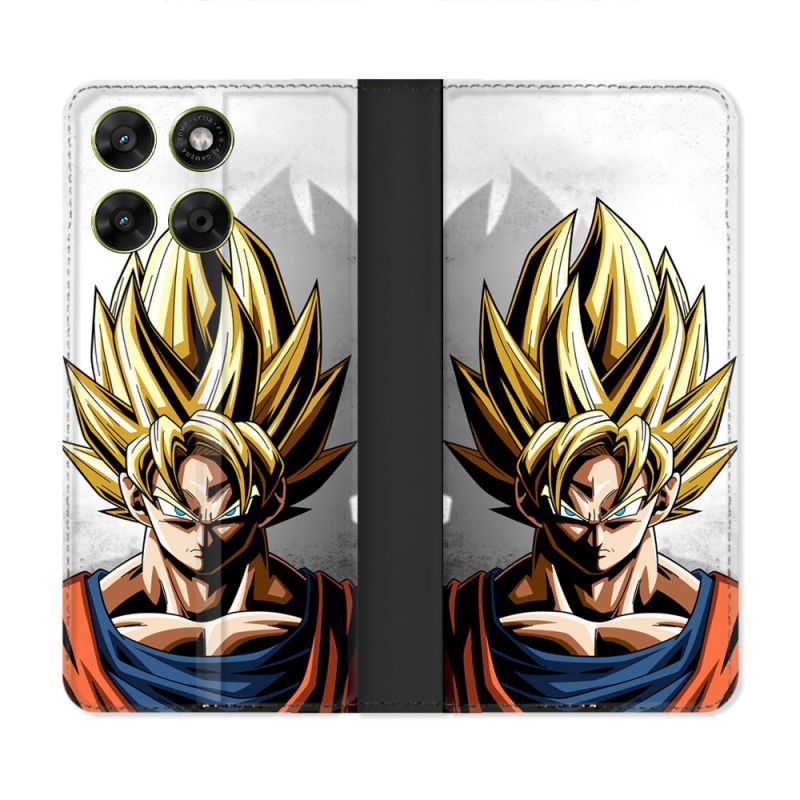 Housse Cuir Portefeuille Pour Motorola Moto G17 / G17 Power Manga Dragon Ball Sangoku Portrait