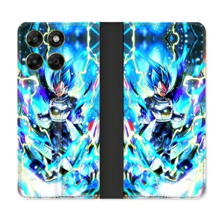 Housse Cuir Portefeuille Pour Motorola Moto G17 / G17 Power Manga Dragon Ball Vegeta Bleu