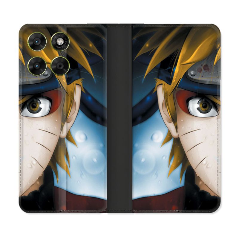 Housse Cuir Portefeuille Pour Motorola Moto G17 / G17 Power Manga Naruto Blanc