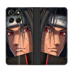 Housse Cuir Portefeuille Pour Motorola Moto G17 / G17 Power Manga Naruto Itachi Visage