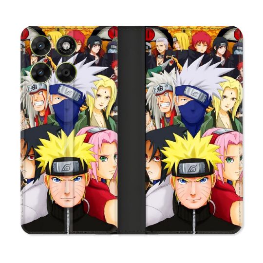 Housse Cuir Portefeuille Pour Motorola Moto G17 / G17 Power Manga Naruto Team