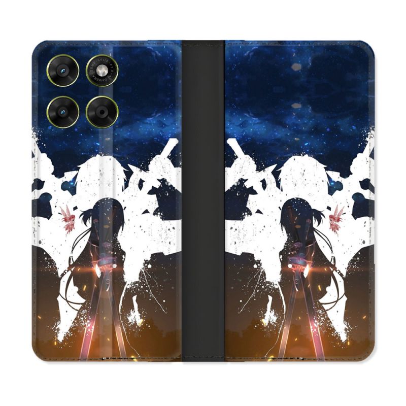 Housse Cuir Portefeuille Pour Motorola Moto G17 / G17 Power Manga SAO sword Art Online Asuna