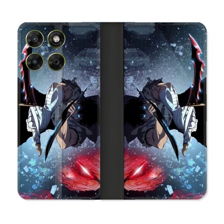 Housse Cuir Portefeuille Pour Motorola Moto G17 / G17 Power Manga Solo Leveling Sung Epee