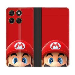 Housse Cuir Portefeuille Pour Motorola Moto G17 / G17 Power Mario Rouge