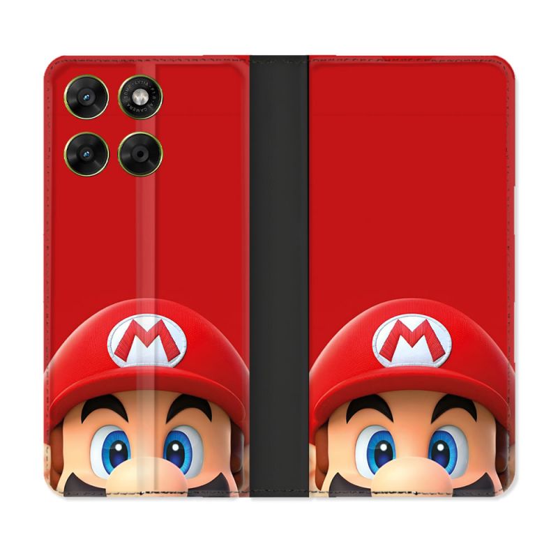 Housse Cuir Portefeuille Pour Motorola Moto G17 / G17 Power Mario Rouge