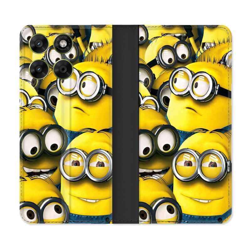 Housse Cuir Portefeuille Pour Motorola Moto G17 / G17 Power Minions Groupe