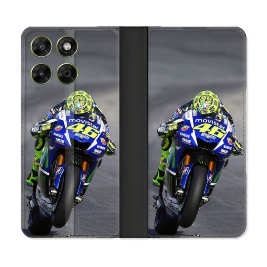 Housse Cuir Portefeuille Pour Motorola Moto G17 / G17 Power Moto Course GP Wheeling 46