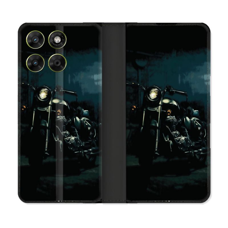 Housse Cuir Portefeuille Pour Motorola Moto G17 / G17 Power Moto Harley Vintage